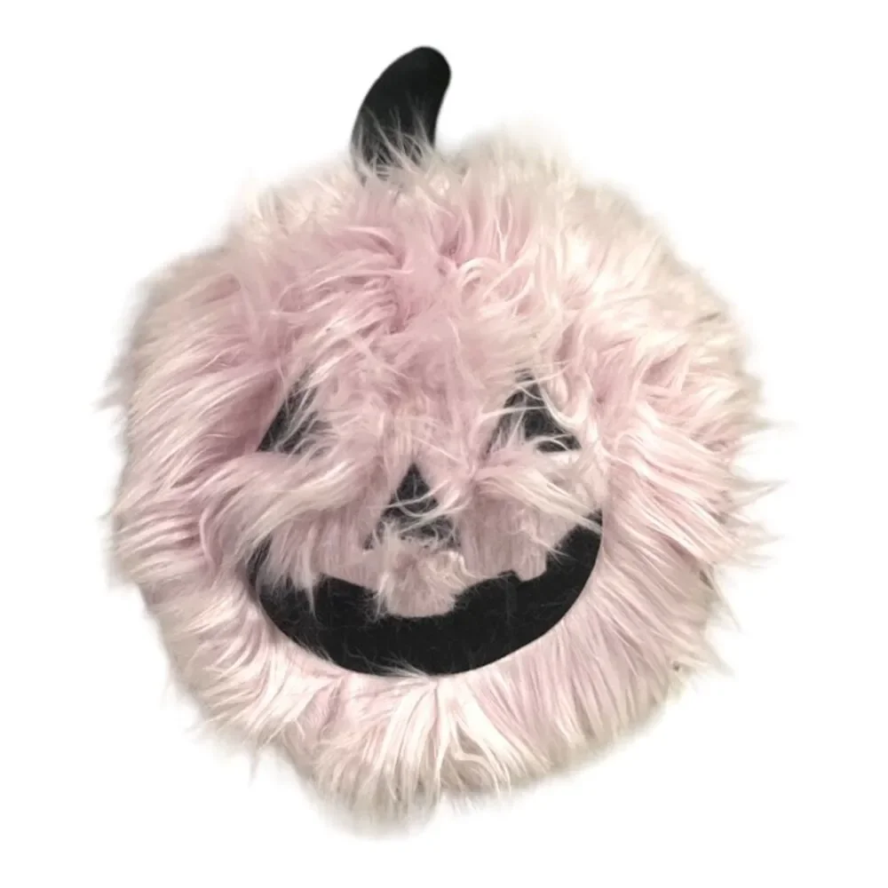 Cupcakes and Cashmere Halloween Pillow Fuzzy Pink Jack o Lantern 14 Inches NEW
